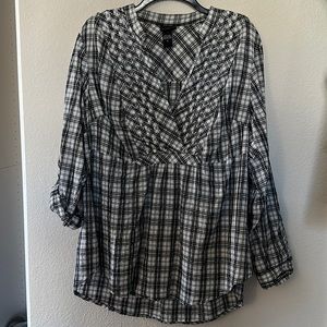 Brand: Torrid. Blouse. Size: 2. Color: Black white plaid.